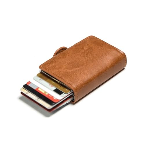 men's wallet Men's Double Box Card Holder Wallet Anti-Theft PU Leather Travel Money Case(Gray)4