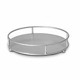 Jewelry Tray Perfume Display Organizer Bathroom Storage Vanity Tray Tabletop Display for Cosmetic, Candle, Jewelries, 8' Round Silver, Small