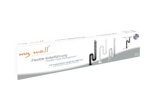 mywall Prowadnica kabla HZ42WL o długości do 1285 mm, zarządzanie kablami do biurka z mocowaniem śrub, kanał kablowy okrągły, 4-drożny system kanałowy z modułową strukturą wirową