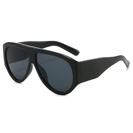 LJCZKA Gafas de Sol Grande Retro para Mujer Hombre, Vintage Piloto Marco Grueso Ovaladas Gafas de Sol Moda Chunky Envolvente Gafas Protección UV400 (Negro Gris) | Ya disponible en tu tienda friki favorita! En mundofriki.es! LJCZKA Gafas de Sol Grande Retro para Mujer Hombre, Vintage Piloto Marco Grueso Ovaladas Gafas de Sol Moda Chunky Envolvente Gafas Protección UV400 (Negro Gris) | Ya disponible en tu tienda friki favorita! En mundofriki.es!