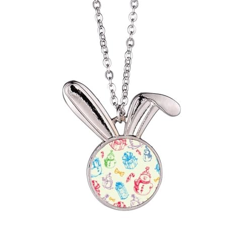 Collier lapin bonhomme de neige en argent pour femme avec pendentif d'hiver