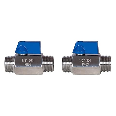 JIVTO Stainless steel mini ball valve 1/2" NPT,male to male,shut off valve (pack of 2) Cover