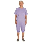 EEOST Adaptive Clothing for Women, Anti-Strip Back-Zip Cotton Romper, Elderly Care Onesie for Special Needs and Disabilities (Orchid Purple M)