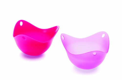Fusionbrands PoachPod The Original Silicone, Floating Egg Poaching Cup, Translucent Fuchsia 2 pack