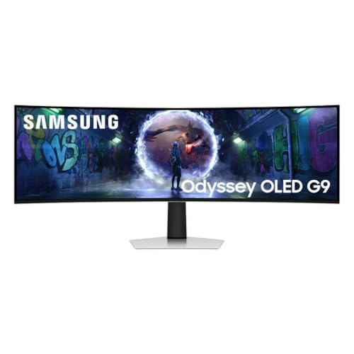 Samsung Monitor Gaming Odyssey OLED G9 (S49DG934), Curvo (1800R), 49'', 5120x1440 (DQHD), 32:9, HDR10+, QD-OLED Glare Free, 240Hz, 0,03ms (GtG), Compatibilità G-Sync, HDMI, Micro HDMI, DP