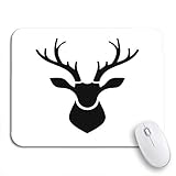 Gaming Mauspad Rentier Hirsch Kopf Auf Silhouette Antilopen Elch Elch Zeichen Laptop Schreibunterlage Langlebige Computer-Mauspad Für Computer, Laptops, 25x30cm