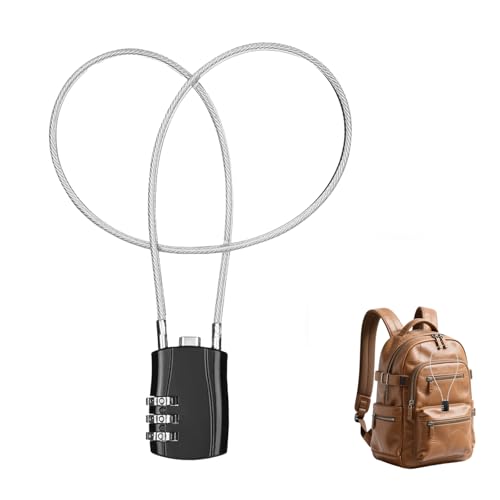 Padlock 3 Digit Combination Helmet Lock 50cm 20in Steel Cable Anti-Theft Combination Lock Long Wire Safety Lock for Bag Helmet Luggage Suitcase Toolbox Knapsack Bike