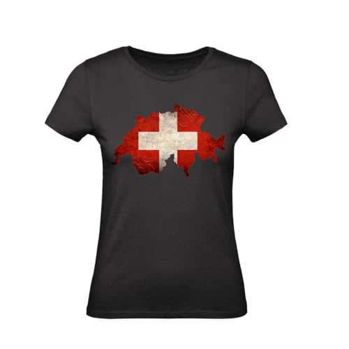 M-Italy T-Shirt Donna - Bandiera della Svizzera - Maglietta Super vestibilità Top qualità (IT, Testo, S, Regular, Regular, Giallo)