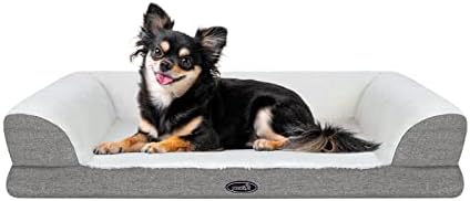 pecute Orthopedic Dog Sofa Bed (XL 101 * 66 * 20 cm), Egg Crate Memory Foam Pet Couch Beds with 3 Sides Bolster for Good Support, Removable Washable Cover, Non Slip Base, Ideal for Medium Large Dogs