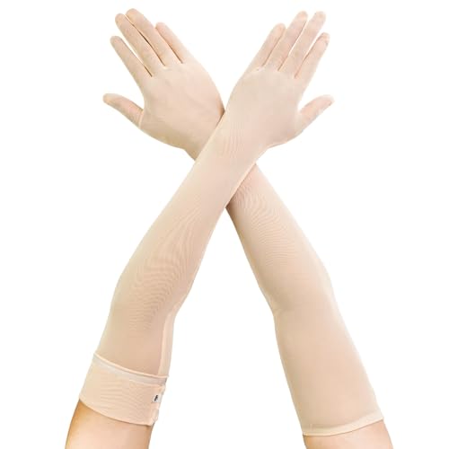 Luwint Non-slip Mesh Sheer Long Gloves for Women Teen Girls Opera Dress Party Costume