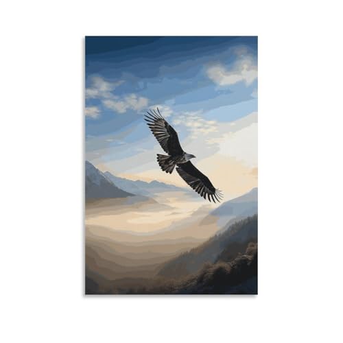 Peinture sur toile aigle pour habiller un mur vide de bureau ou de salon