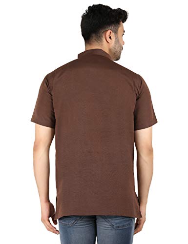 Image of LATEST CHIKAN Men's Cotton Regular Casual Strped Short Kurta Half Sleeves - (SK-LJ.DS.AS)