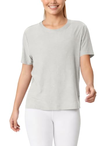 Image of ODODOS Women's Performance Cropped Tee Ultra Soft odSTRATUM Tech Short Sleeve Relaxed Top Crew Neck T-Shirts
