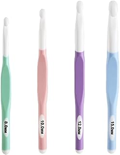 4 Pieces Crochet Hooks Set, Ergonomic Crochet Hook 8mm 10mm 12mm 15mm, Plastic Starter Crochet Set, Pointed Crochet Hooks with Soft Handle for Lace and Thin Yarn