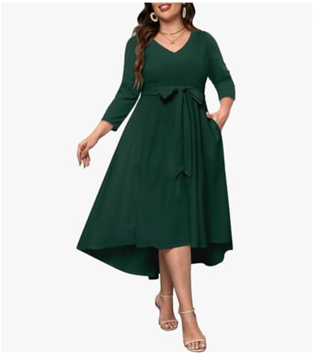 Image of C4D Women Plus Size V-Neck Party Cocktail High-Low Maxi Dress