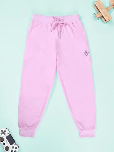 Image of KiddoPanti 100% Cotton Track Pants for Boys & Girls | Soft Single Jersey Fabric | Elastic Waist with Drawcord | Full Length with Rib Hem & Pockets | Joggers and Lowers for Kids
