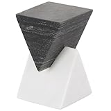 Deco 79 Marble Geometric Decorative Sculpture Stacked Pyramid Home Decor Statue with White Base, Accent Figurine 4' x 4' x 7', White