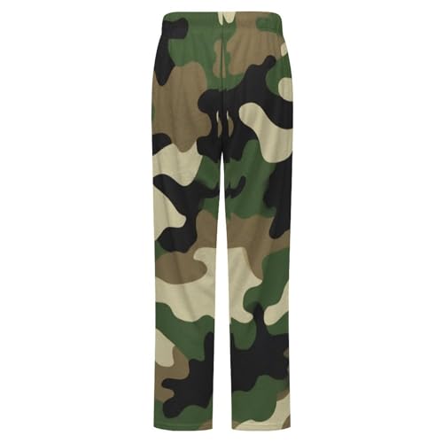 Men’s Green Camo Pajama Pants Mens Flannel Fleece Pj Pant Soft Lounge Bottoms with Pockets Drawstring3