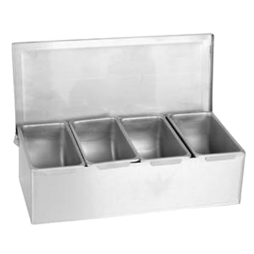 FSE SSCD004 Bar Condiment Dispenser, countertop Design, 4-Compartment, Open Bottom, 18/8 Stainless Steel