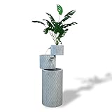 XBrand 33.5' H Zinc Metal Boxes Fountain with Planter – Modern Indoor & Outdoor Water Feature