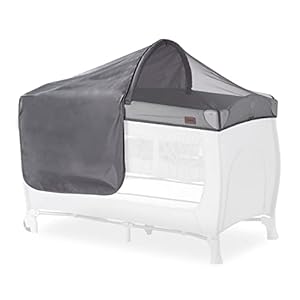 hauck Zanzariera e Parasole Travel Bed Canopy – Per Lettino da Viaggio con Protezione UV 50+, Traspirante e Facile da Fissare, Pieghevole – Grigio