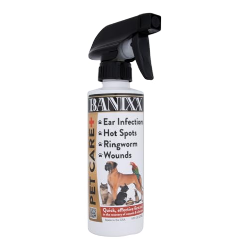 BANIXX Horse and Pet Care Spray, Skin Support for Horses, Dogs, and Cats, Alcohol-Free, Non-Staining, No Odor, Made in USA, All-Weather Grooming Formula, 2 oz