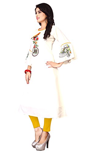 Image of OM SAI LATEST CREATION Women's Crepe Cotton Stitched 3 /4 Sleeves Printed Anarkali Kurti