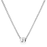 JSJOY Mens Letter Necklaces Silver Initial J Necklace Graduation Gifts for Him 2023 Mens Stainless S