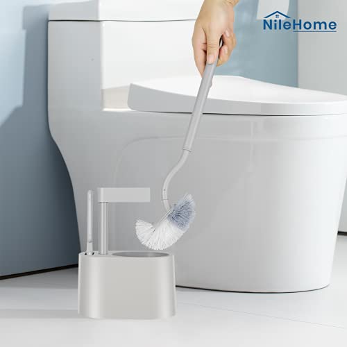 NileHome Double Sided Toilet Brush Combination Toilet Bowl Brush Holder for Bathroom Storage and Organization-Space Saving,Blind Angled,Sturdy,Deep Cleaning - Thumbnail 7
