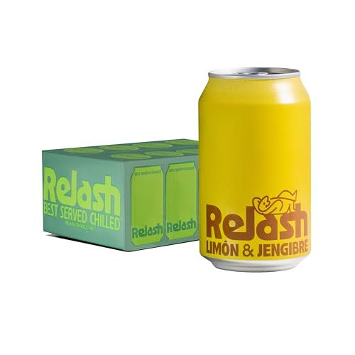 RELASH - Limón y Jengibre (12 x 330 ml), Refresco Orgánico Bajo en Calorías, Natural, con Vitamina C