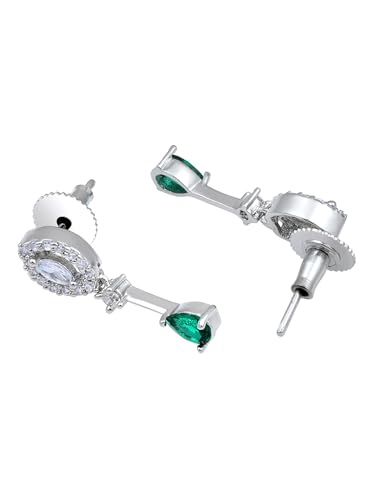 Image of ASMITTA Jewellery Green Stone Jewellery Set for Women American Diamond Necklace Set & Green Earrings for Women Stylish