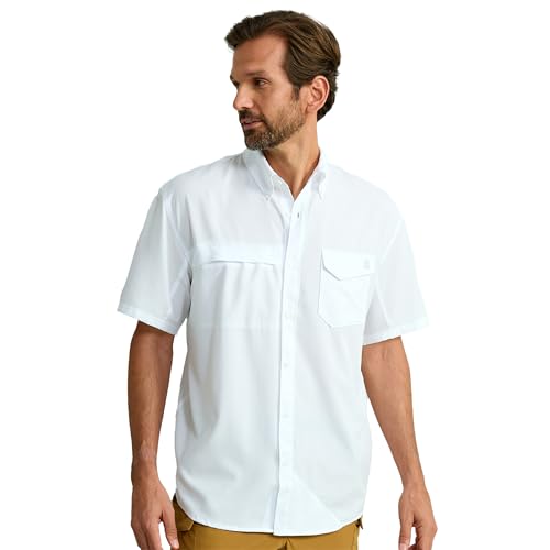 Image of HUK Men's Tide Point Kc Scott Original Artwork Short Sleeve Shirt, Fishing Button Down