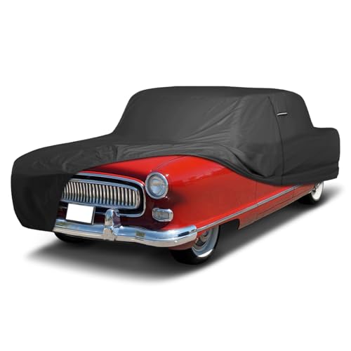 Image of iCarCover Premium Custom Car Cover for 1949-1954 Nash Ambassador 2-Door, 4-Door Heavy Duty Waterproof All Weather UV Sun Protector Custom Fit Full Exterior Indoor Outdoor Protection Car Cover (Black)