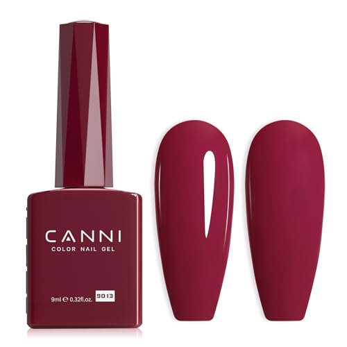 CANNI Red Gel Nail Polish, Dark Red Gel Polish Color High Gloss Soak Off U V Nail Manicure Salon DIY