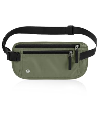 ウエストポーチ セキュリティポーチ 旅行 便利グッズ ウエストバッグ 隠しポーチ 多機能 超軽量 海外旅行 バッグ 防犯 RFID スキミング防止 スリ対策 スリ防止 貴重品いれ 防犯グッズ メンズ レディース フリーサイズ (アーミーグリーン)