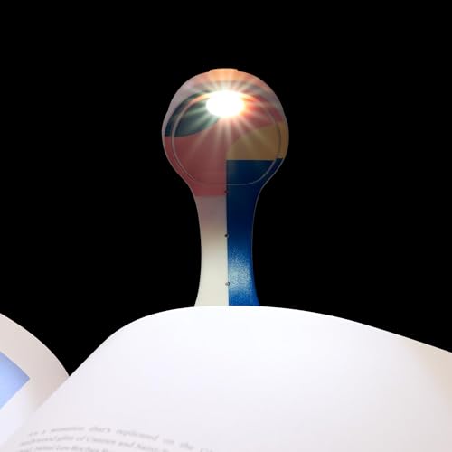 Image of Gifts for Readers & Writers Book Light, Clip On Reading Light for Bed, 2in1 Flexilight & Bookmark, Small & Lightweight with a Soft Glow, 2 Batteries Included, Peachy Blocks