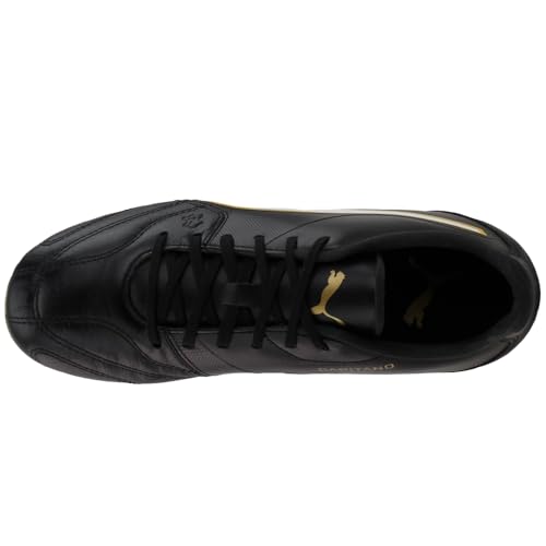 PUMA Puma Men's Capitano II Firm Ground Sneaker, Black White-Gold, 12 M US