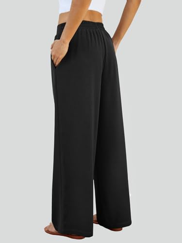 FireSwan Women's Wide Leg Palazzo Pants High Elastic Waist Casual Work Pants Flowy Dress Trousers with Pockets2