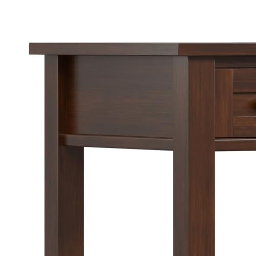 Image of SIMPLIHOME Warm Shaker 48 inch Wide Solid Wood Writing Desk in Distressed Grey | Transitional desk with a keyboard tray and 2 drawers; writing desk, computer desk or home office desk for living room.