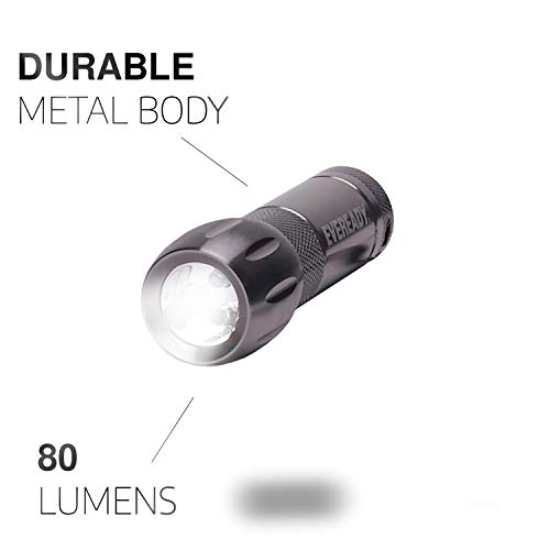 Image of Eveready Compact LED Metal Flashlight - Water Resistant, Includes 3 Super Heavy Duty AAA Batteries, 21 Lumens