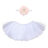 Butterem Neugeborene Baby Säugling Fotografie Stütze Kostüm Outfits Tutu Rock Outfits Blume Stirnband Set, Weiß