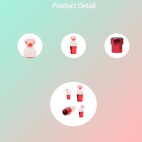 4-Pack Handmade Glow-in-The-Dark Pink Duck Valve Stem Caps for Schrader Valves, Adorable Car & Bike Accessory, Cute Auto Decor, Unique Wheel Accent, Fun Gift for Car Enthusiasts