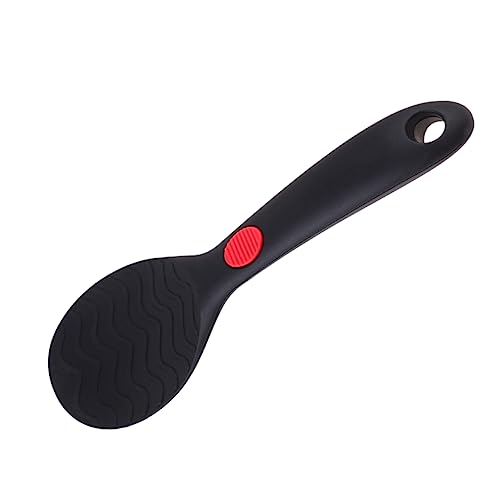 HOLIDYOYO Silicone Rice Spoon Creative Flatware Non-stick Food Serving Scoop Kitchen Wares Rice Paddle Household Tableware Non-stick Paddle Spoon Non-stick Rice Spoon Kitchen Appliance Black