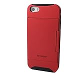 Red Business Credit Card Holder Stand Silicone Case Back Cover for Iphone 5
