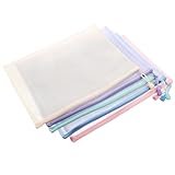 Sosoport 5 Stück Dokumententaschen mit Reißverschluss A6 Bunte Netztasche aus Kunststoff PVC PP Wasserabweisend für Büro Schule und Reise