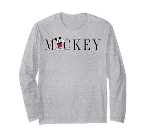 T-shirt Mickey Mouse Disney à manches longues et motif simple imprimé pour adulte