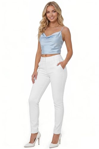 Image of Hybrid & Company Women's Work Chino Pants | Super comfy stretch fabric, flat front design, tailored fit, suitable for office, work, casual wear, and everyday comfort