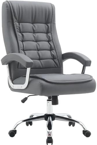 Cadeira Escritório Presidente Confortavel Ergonomica Grande (Cinz...