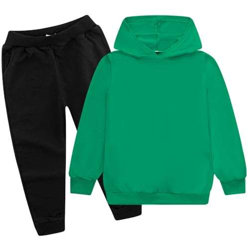Boy Hoodie and Sweatpants 2pcs Fashion Kids Pullover Casual Tracksuit 2-13 Years Green-150cm
