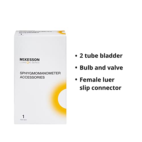 Image of McKesson LUMEON Replacement Blood Pressure Cuff with Bulb and Valve, Nylon Cuff, 2-Tube Bladder, Burgundy, Adult Large, Gauge Not Included, 1 Count (Pack of 2)